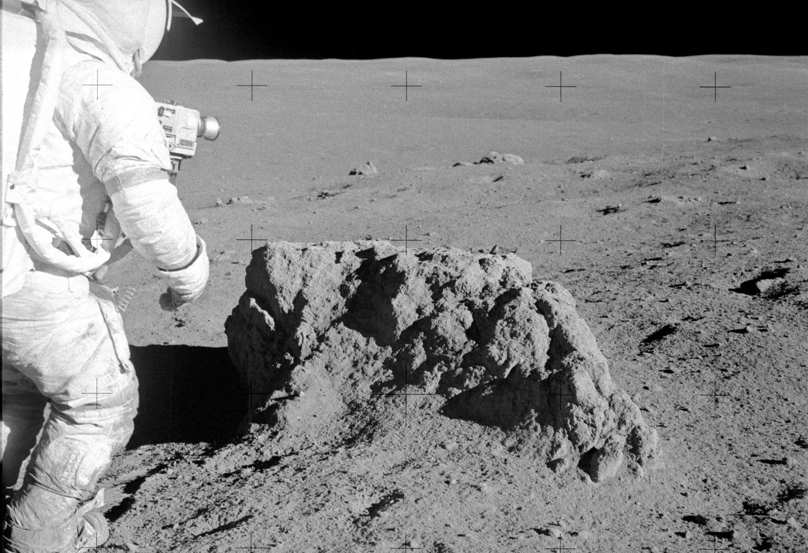 "Moon's surface is covered in a thick layer of super-sharp dust (called regolith)".
